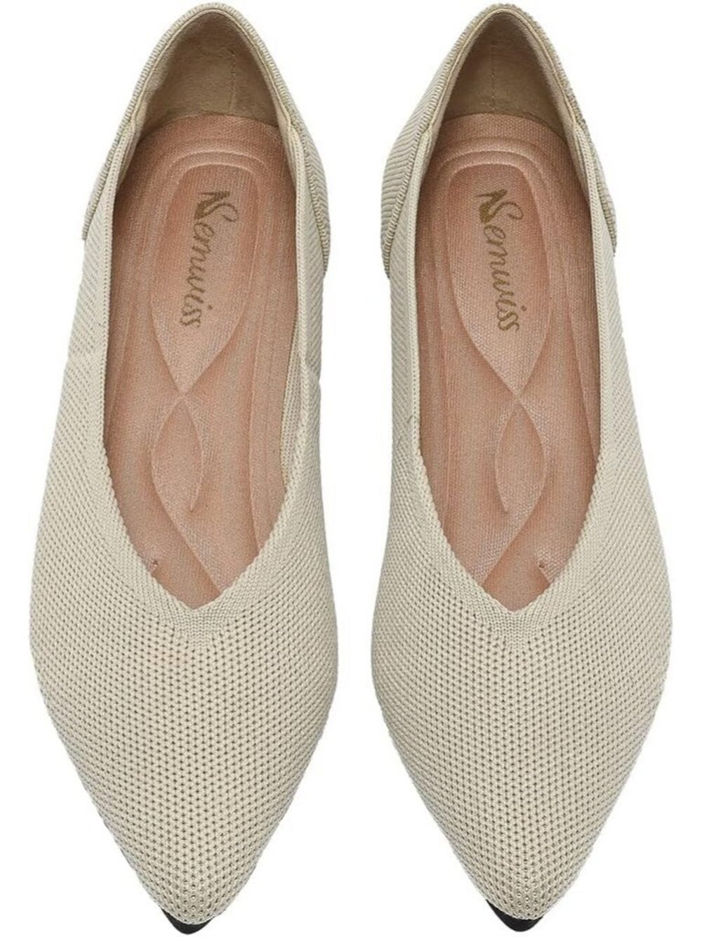 🆕Women's Beige Comfortable Pointed Toe Casual Breathable Dressy Ballet Flats
